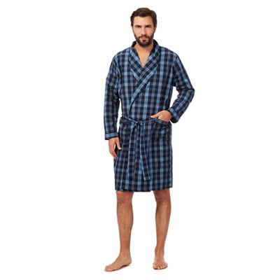 Big and tall big and tall navy checked lightweight dressing gown